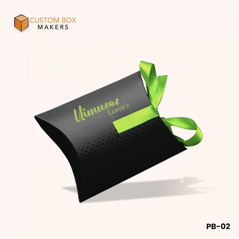 colored pillow box with ribbon