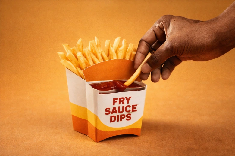 French Fries Packaging With Sauce Compartments