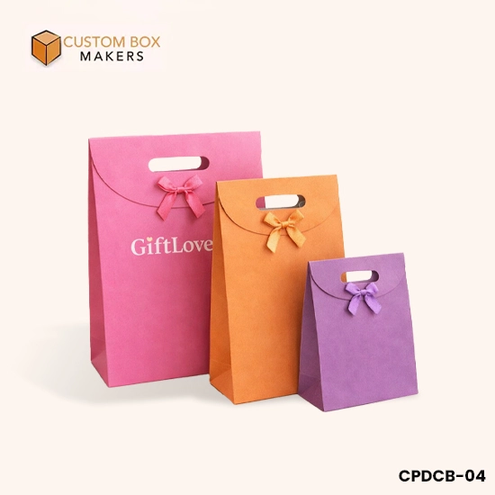 Paper Die Cut Bag With Ribbion